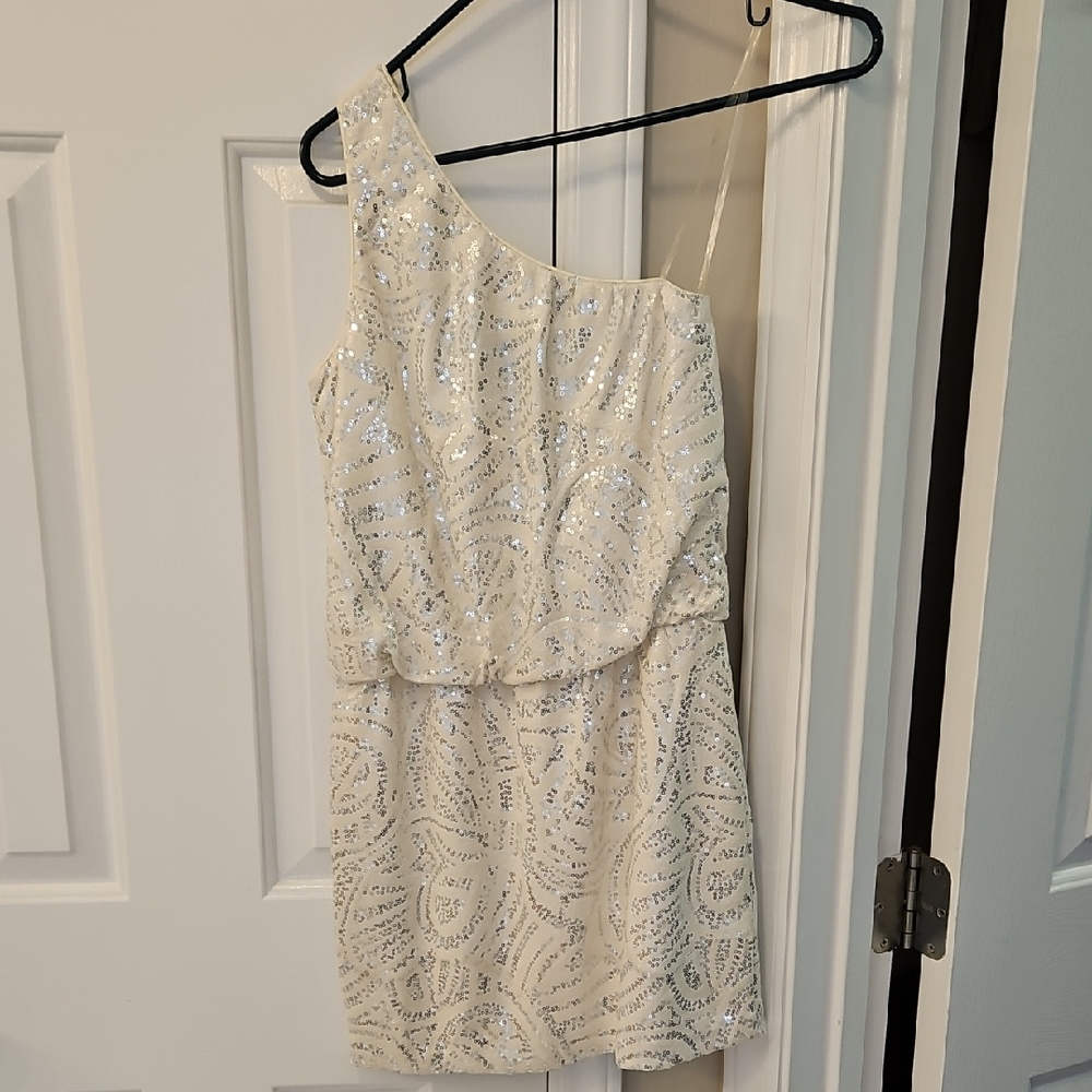 As U Wish Ivory One-Shoulder Sequin Party Dress